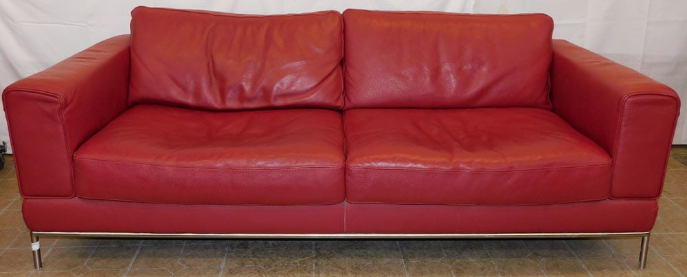 Modern Chrome & Faux Leather Sofa (1 of 4)