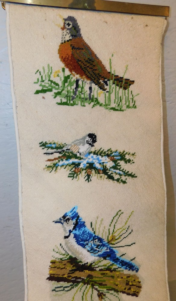 Needlepoint Bell Pull with Bird Motif - 2