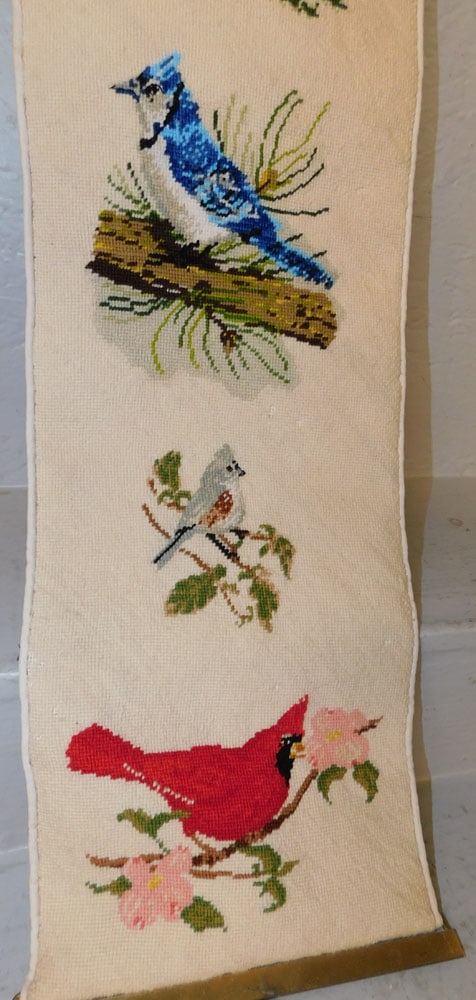 Needlepoint Bell Pull with Bird Motif - 3