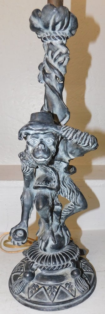 Painted Resin Figural Monkey Lamp - 2