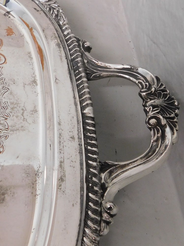 Polished Silver on Copper Serving Tray - 3