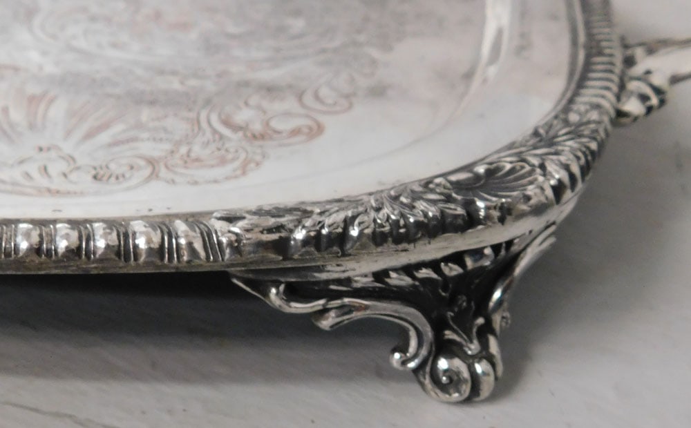 Polished Silver on Copper Serving Tray - 4
