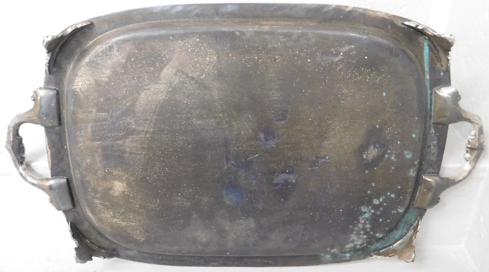 Polished Silver on Copper Serving Tray - 5