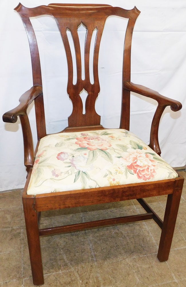 19th Century Walnut Pegged Chippendale Mortise & Tendon Arm Chair (1 of 8)