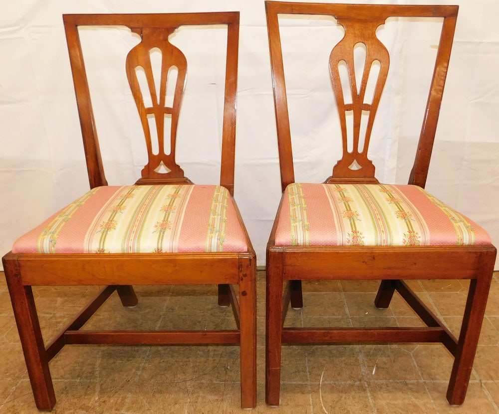 Two 19th Century Pegged Chippendale Side Chairs, (One Walnut & One Cherry): Two 19th Century Pegged Chippendale Side Chairs, (One Walnut & One Cherry). 37 1/4" H 19 1/2" W 18" D "ALL DESCRIPTIONS AND ANY CONDITION STATEMENT GIVEN BY LANGSTON AUCTION GALLERY ARE STRICTLY OPINI
