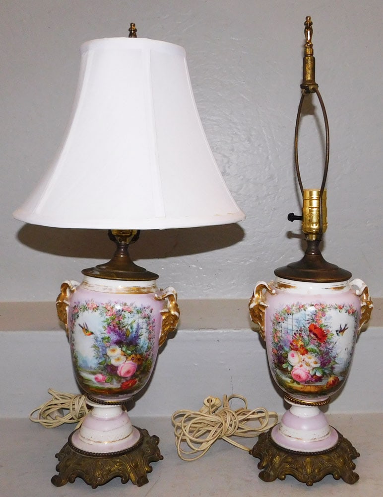 Pair of Antique Old Paris Porcelain Vases Made Into Lamps (1 of 5)