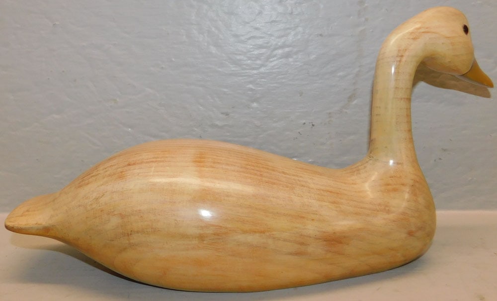 Carved Pine Swan Decoy - 2