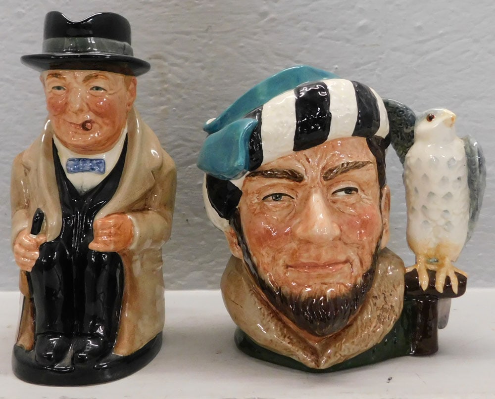 Two Royal Doulton Toby Mugs: Two Royal Doulton Toby Mugs . Up to 9" H 6" W "ALL DESCRIPTIONS AND ANY CONDITION STATEMENT GIVEN BY LANGSTON AUCTION GALLERY ARE STRICTLY OPINIONS AND LANGSTON'S SHALL HAVE NO RESPONSIBILITY FOR