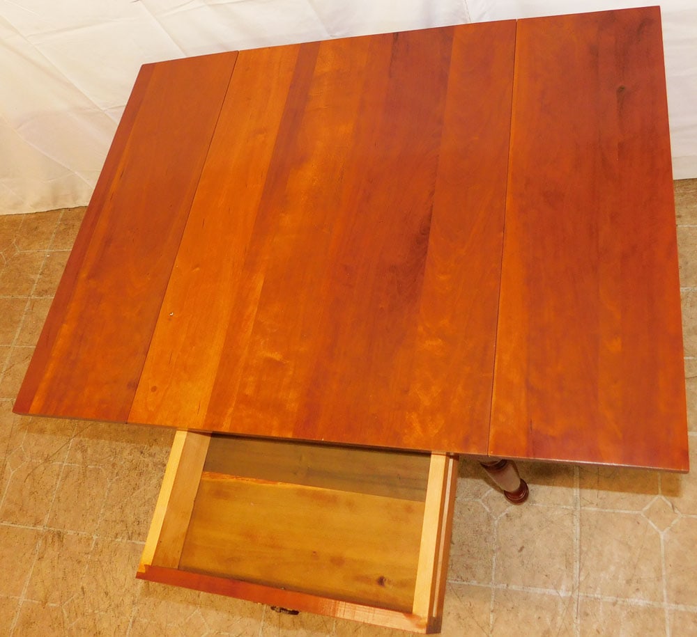 Cherry One Drawer Drop Leaf End Table - 2