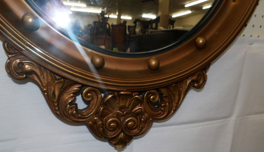 Painted Frame Convex Style Mirror with Eagle Crest - 2