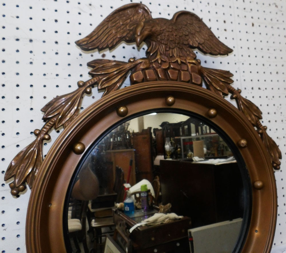 Painted Frame Convex Style Mirror with Eagle Crest - 3