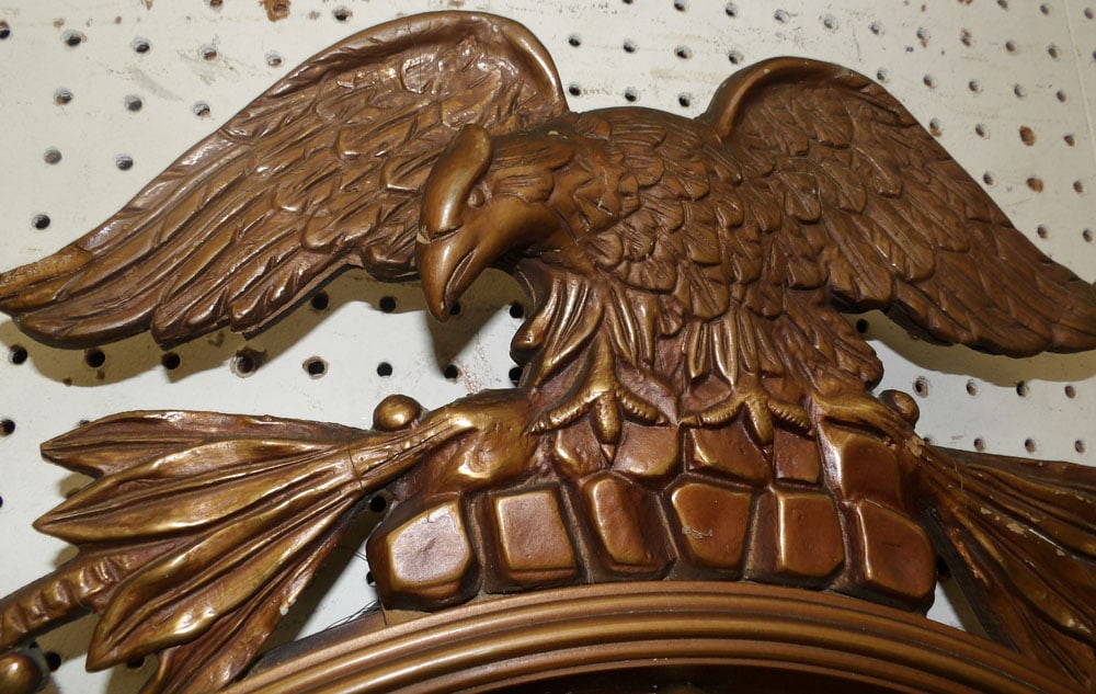 Painted Frame Convex Style Mirror with Eagle Crest - 4