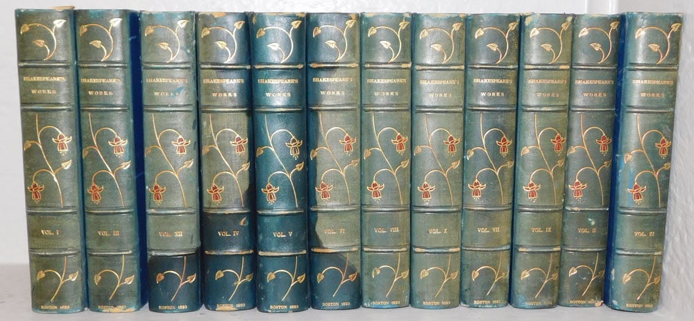 Twelve Leather Bound Volumes of Shakespeare's Works (1 of 4)