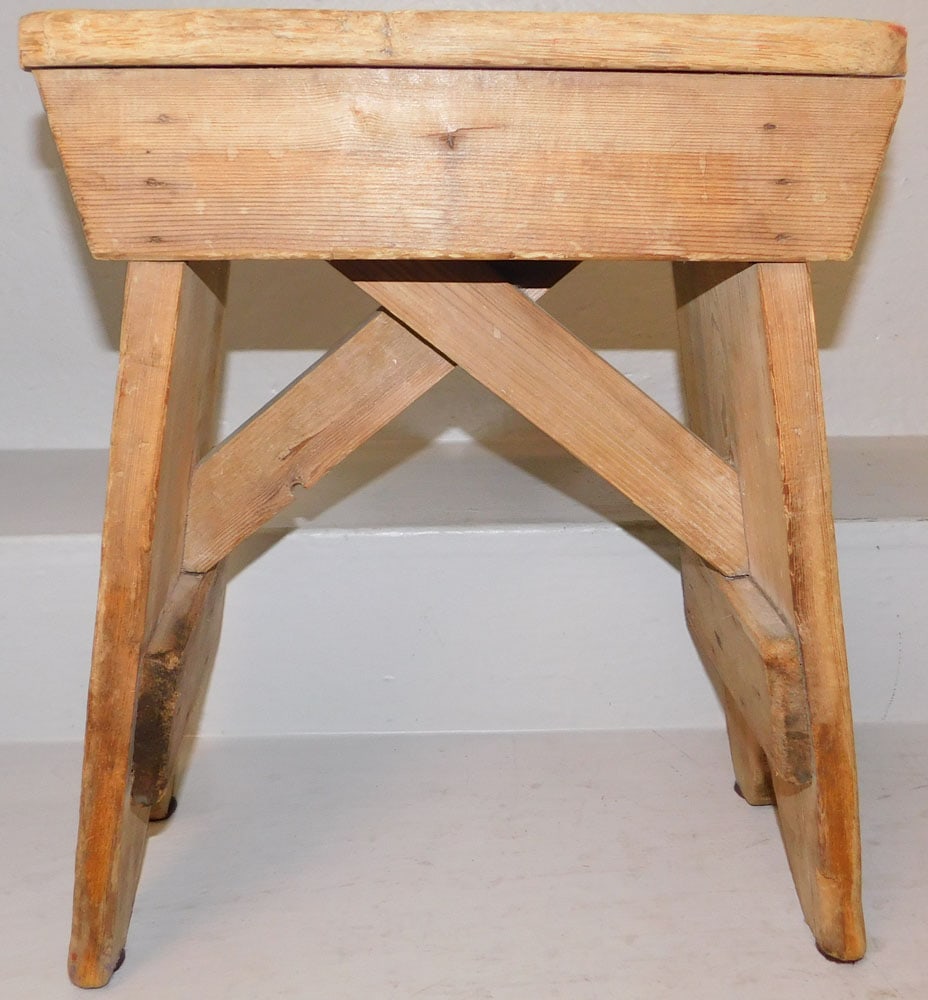 Antique Pine Stool (1 of 4)
