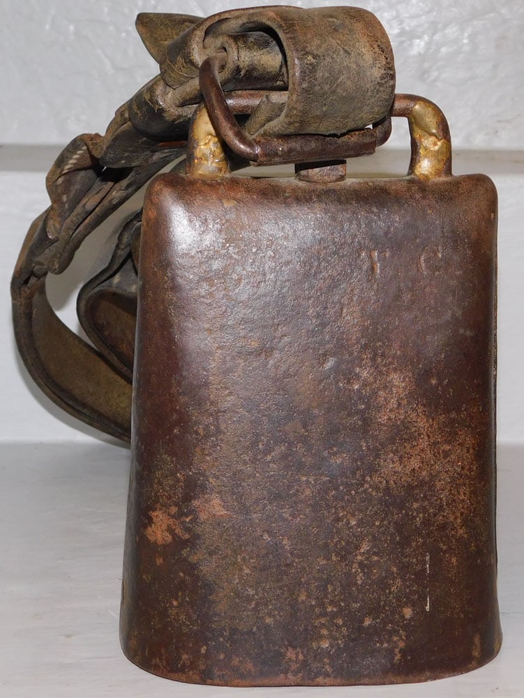 Antique Metal Cow Bell with Leather Strap (1 of 3)