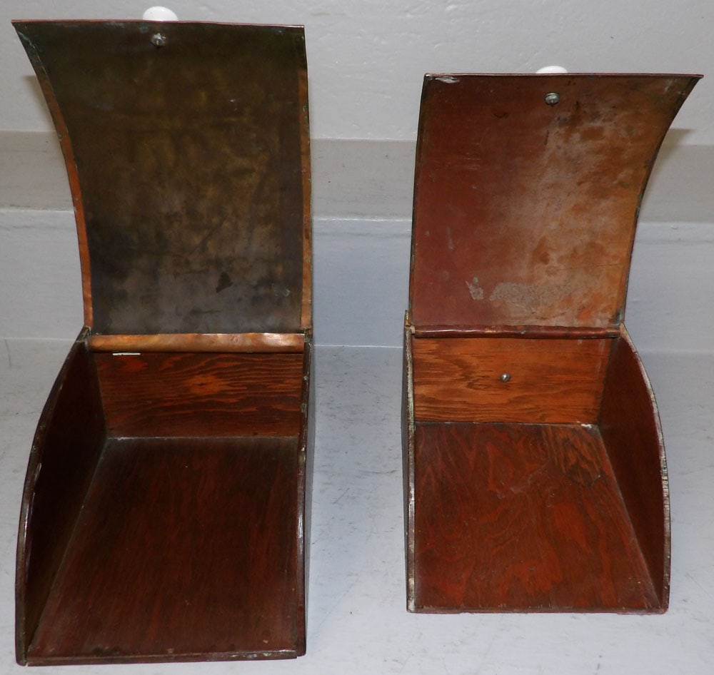 Two Antique Pine & Copper Scoops - 2