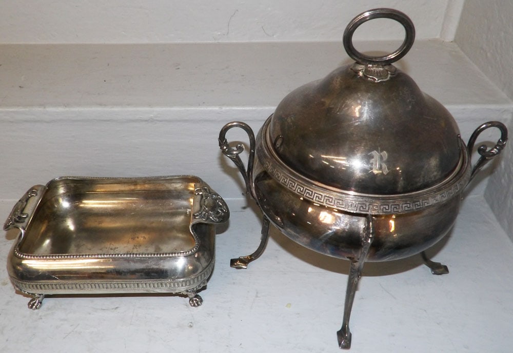 Silverplated Covered Urn & Ornate Two Handled Jardiniere (1 of 3)