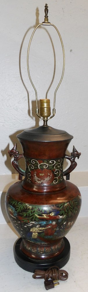 Oriental Champleve Urn Made Into Lamp (1 of 5)