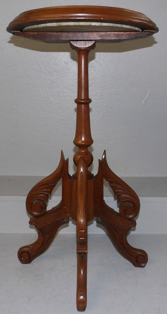 Antique Round Walnut Victorian Marble Top Stand (1 of 2)