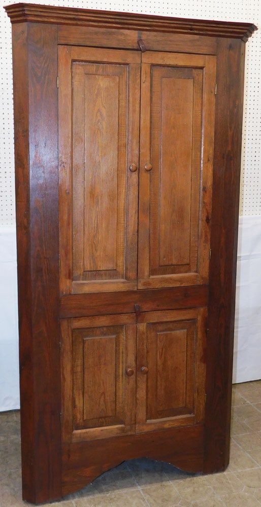 Antique Walnut & Pine Panel Door Corner Cabinet (1 of 6)