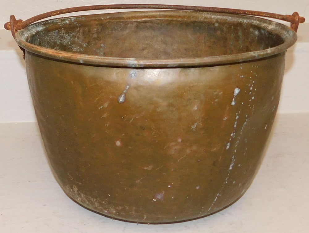 Antique Brass Jelly Bucket with Wrought Iron Handle (1 of 3)