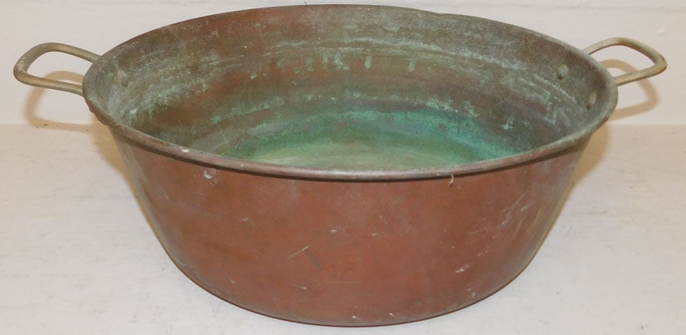 Antique Two Handled Brass Pot - 3