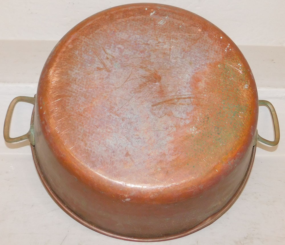 Antique Two Handled Brass Pot - 4
