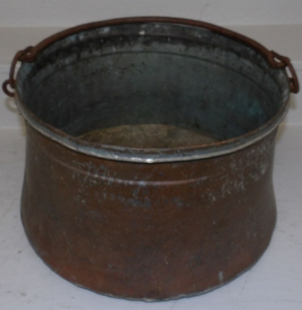 Antique Copper Pot with Wrought Iron Handles (1 of 3)