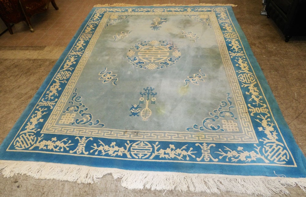 9' 1" x 11' 8" Hand Made Oriental Rug: 9' 1" x 11' 8" Hand Made Oriental Rug. "ALL DESCRIPTIONS AND ANY CONDITION STATEMENT GIVEN BY LANGSTON AUCTION GALLERY ARE STRICTLY OPINIONS AND LANGSTON'S SHALL HAVE NO RESPONSIBILITY FOR ERRORS OR
