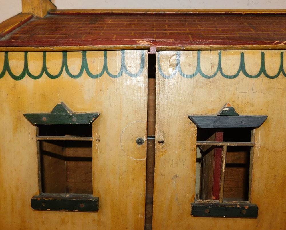 Antique Painted Pine Doll House - 4