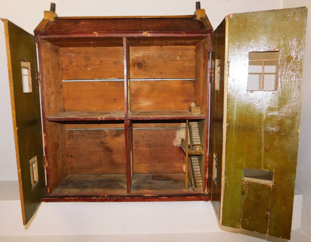 Antique Painted Pine Doll House - 5