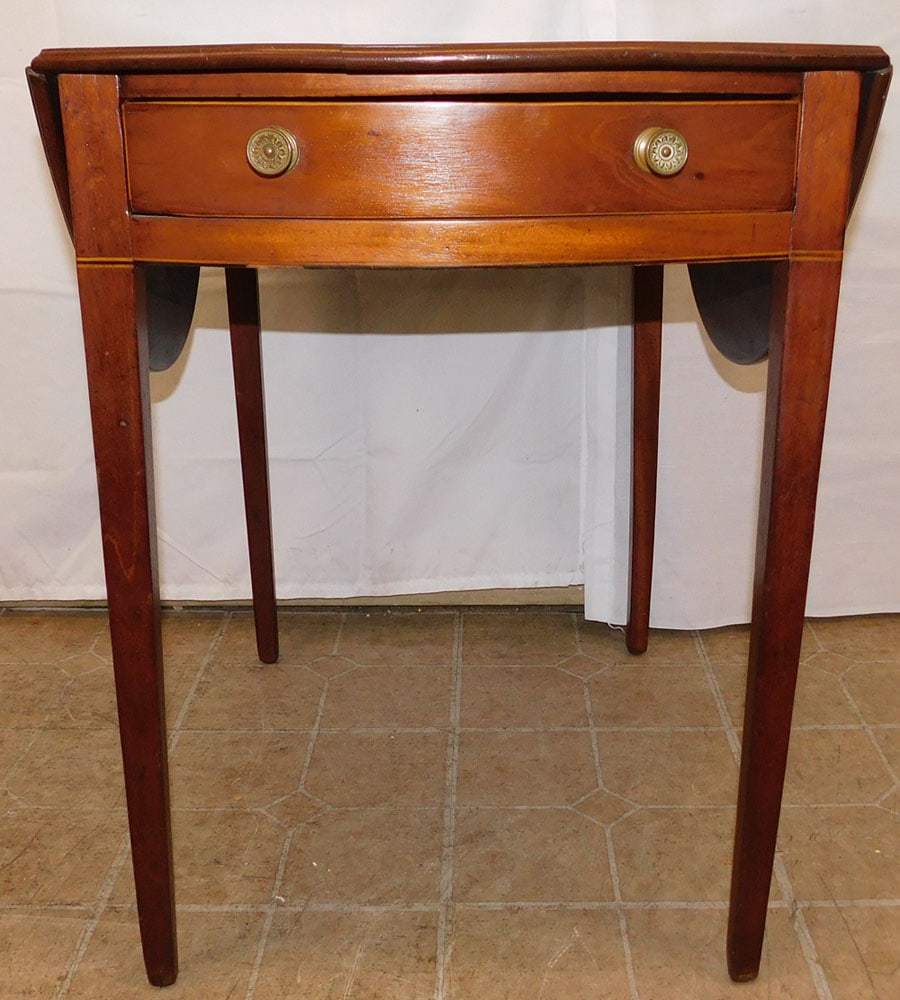 19th Century Mahogany One Drawer Drop Leaf Table: 19th Century Mahogany One Drawer Drop Leaf Table . 28" H 27 1/2" W 20 1/4" D "ALL DESCRIPTIONS AND ANY CONDITION STATEMENT GIVEN BY LANGSTON AUCTION GALLERY ARE STRICTLY OPINIONS AND LANGSTON'S SHALL