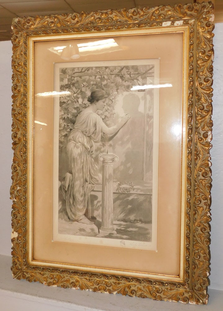 Antique Framed Black & White Engraving Pencil Signed: Antique Framed Black & White Engraving Pencil Signed . 41" x 30" "ALL DESCRIPTIONS AND ANY CONDITION STATEMENT GIVEN BY LANGSTON AUCTION GALLERY ARE STRICTLY OPINIONS AND LANGSTON'S SHALL HAVE NO