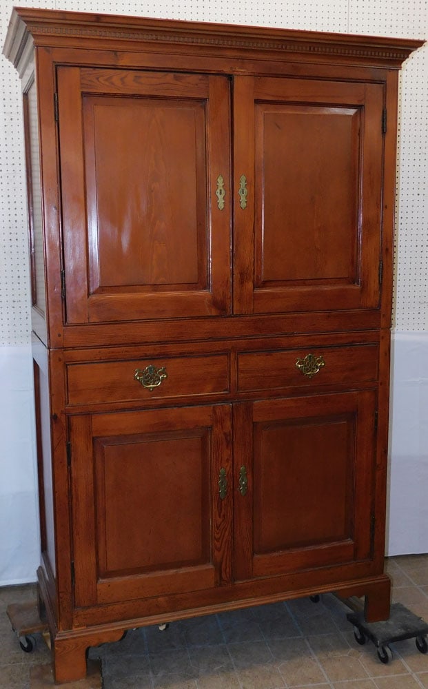 19th Century Pine Four Door Cabinet with Two Drawers (1 of 7)