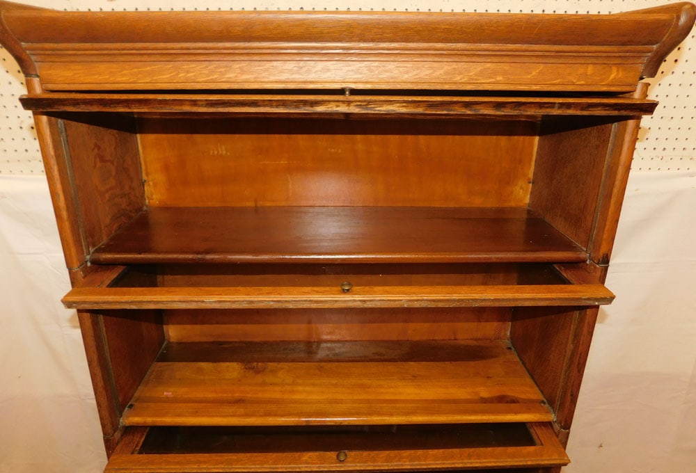 Antique Oak Four Section Barrister Bookcase - 3