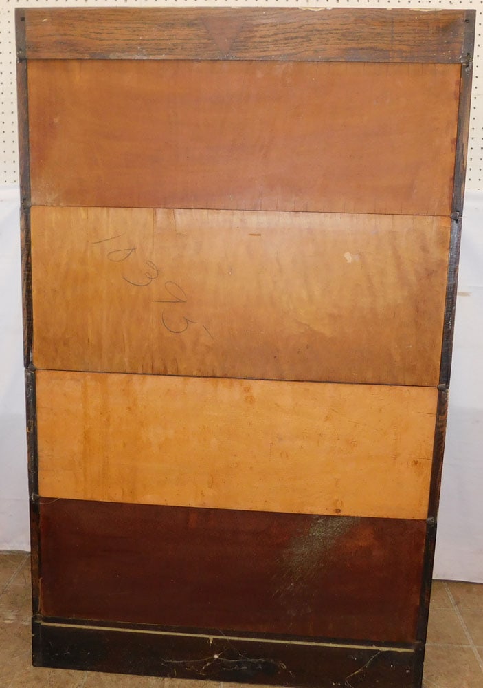 Antique Oak Four Section Barrister Bookcase - 7