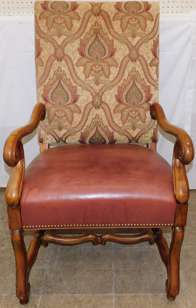 Cherry & Leather Upholstered Seat Arm Chair by Hancock & Moore (1 of 5)