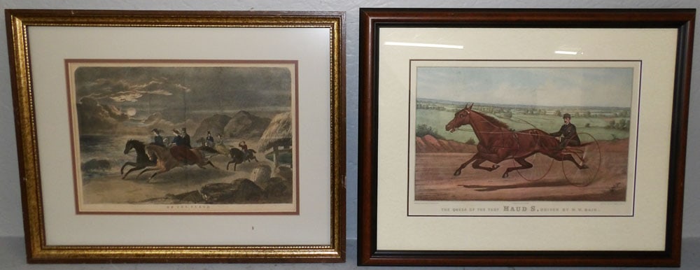 Framed Engraving & Framed Currier & Ives Print: Framed Engraving & Framed Currier & Ives Print. Up to 16 1/2" x 20 3/4" "ALL DESCRIPTIONS AND ANY CONDITION STATEMENT GIVEN BY LANGSTON AUCTION GALLERY ARE STRICTLY OPINIONS AND LANGSTON'S SHALL HAVE