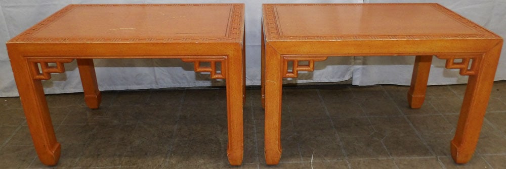 Pair of Painted Wood Oriental End Tables (1 of 6)