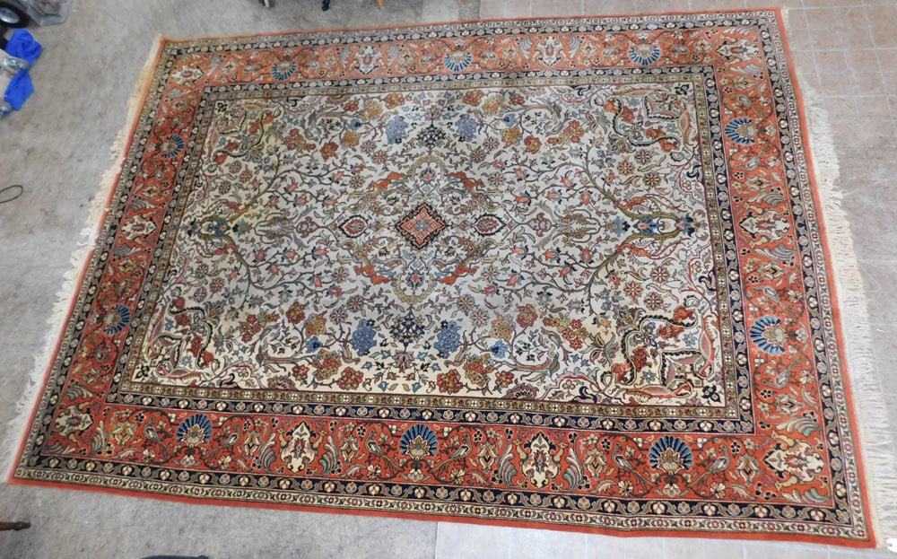 9' x 12' 7" Hand Made Rug, (As Is): 9' x 12' 7" Hand Made Rug, (As Is). "ALL DESCRIPTIONS AND ANY CONDITION STATEMENT GIVEN BY LANGSTON AUCTION GALLERY ARE STRICTLY OPINIONS AND LANGSTON'S SHALL HAVE NO RESPONSIBILITY FOR ERRORS OR