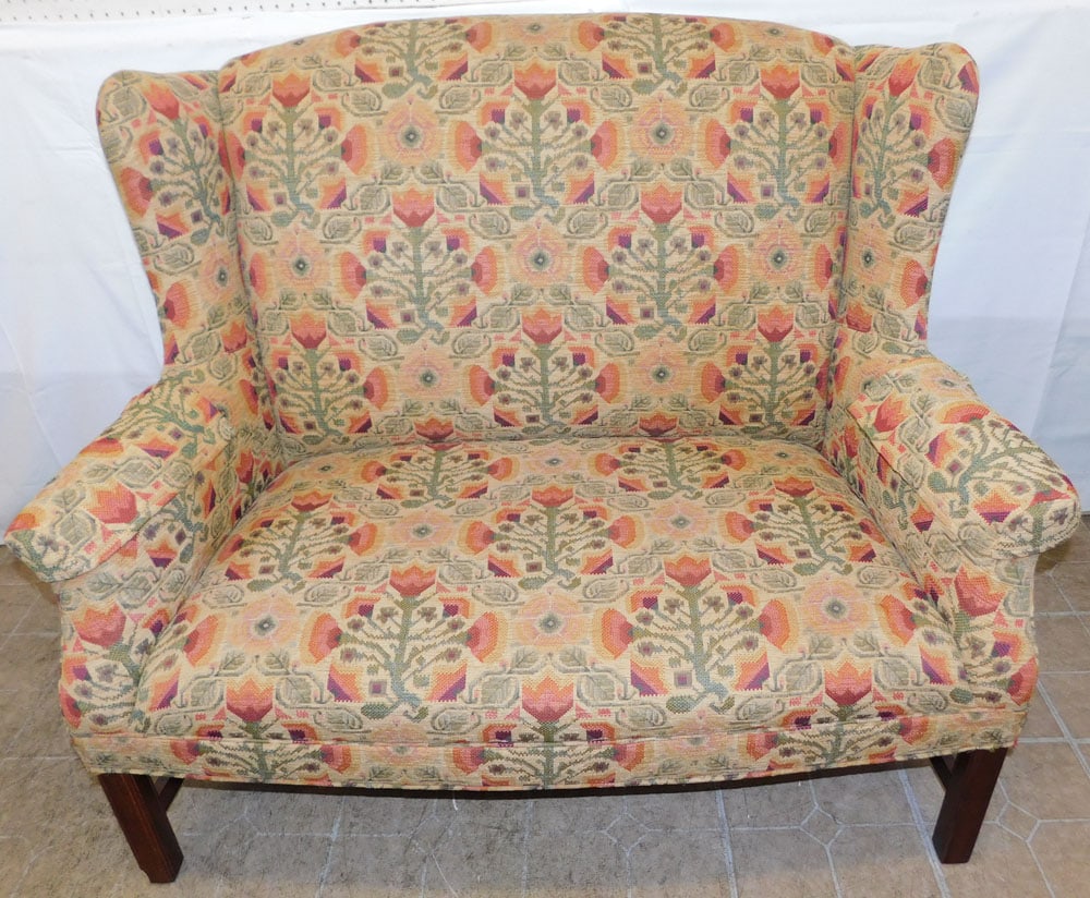 Upholstered Wing Back Settee by Lane - 2