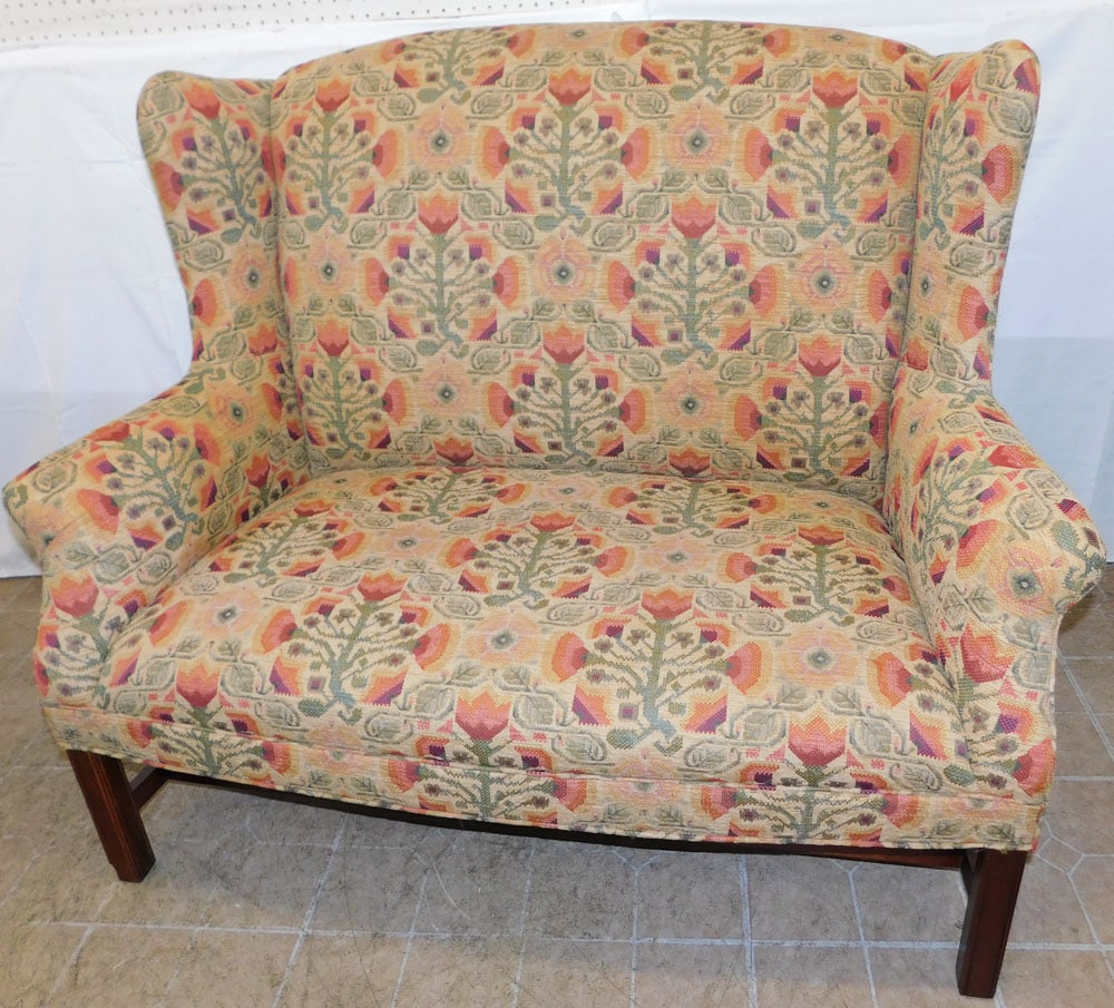 Upholstered Wing Back Settee by Lane - 4