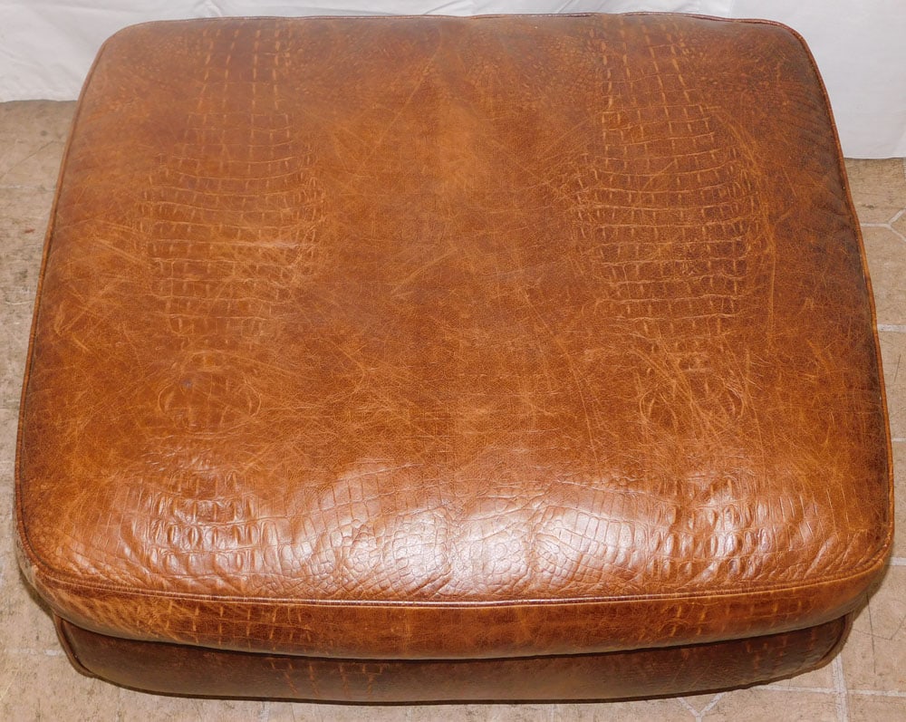 Leather Upholstered Ottoman - 2