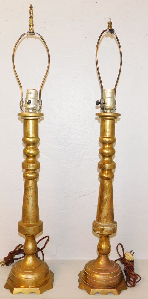 Pair of Brass Candlestick Lamps (1 of 5)