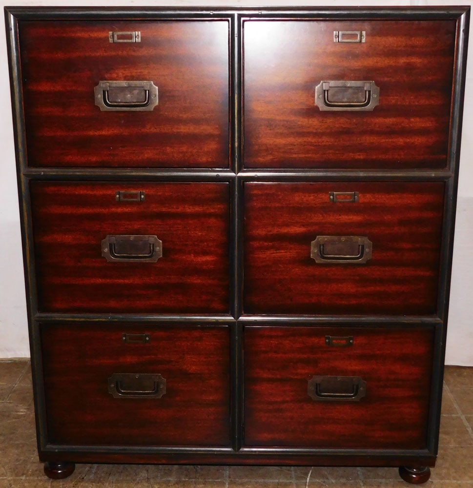 Mahogany Six Drawer Filing Cabinet by Theodore Alexander: Mahogany Six Drawer Filing Cabinet by Theodore Alexander . 40 1/4" H 34 1/2" W 15 1/2" D "ALL DESCRIPTIONS AND ANY CONDITION STATEMENT GIVEN BY LANGSTON AUCTION GALLERY ARE STRICTLY OPINIONS AND