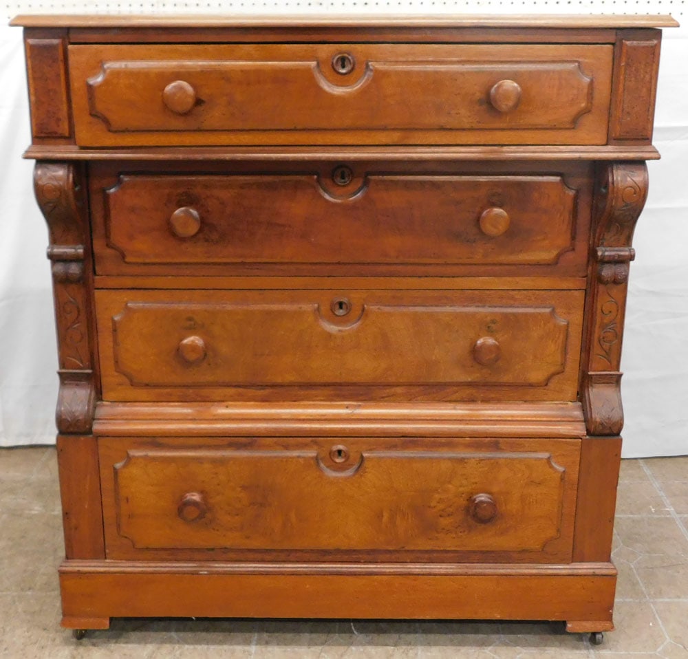 Antique Walnut Four Drawer Chest (1 of 9)