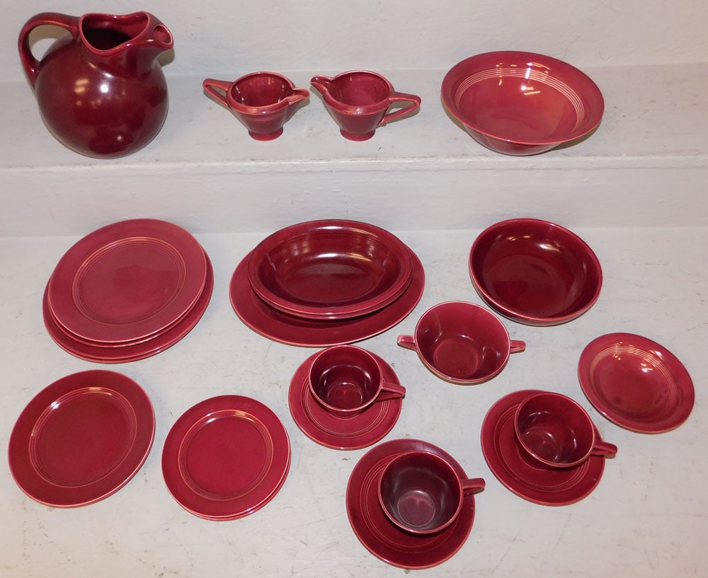 Twenty Four Pieces of Vintage Fiesta Ware: Twenty Four Pieces of Vintage Fiesta Ware. Up to 11" x 8 3/4" "ALL DESCRIPTIONS AND ANY CONDITION STATEMENT GIVEN BY LANGSTON AUCTION GALLERY ARE STRICTLY OPINIONS AND LANGSTON'S SHALL HAVE NO