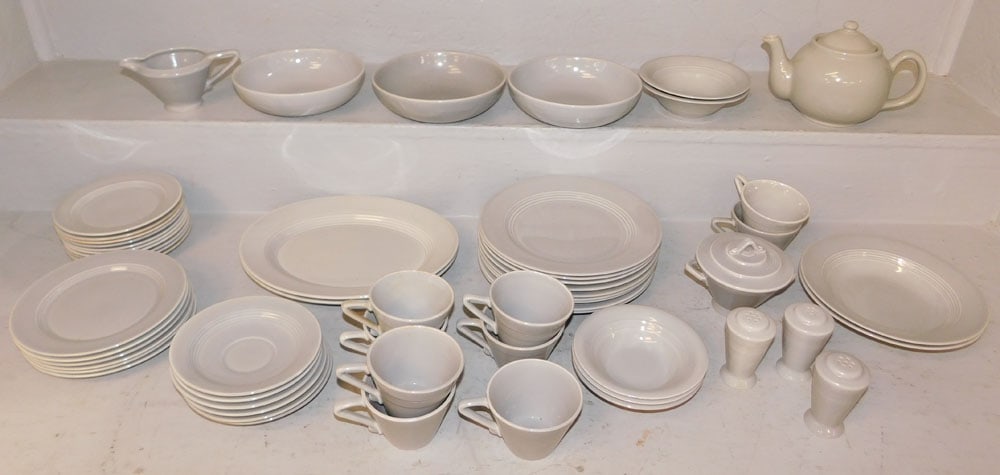 Fifty Eight Pieces of Vintage Fiesta Ware: Fifty Eight Pieces of Vintage Fiesta Ware. Up to 11 1/4" x 9" "ALL DESCRIPTIONS AND ANY CONDITION STATEMENT GIVEN BY LANGSTON AUCTION GALLERY ARE STRICTLY OPINIONS AND LANGSTON'S SHALL HAVE NO