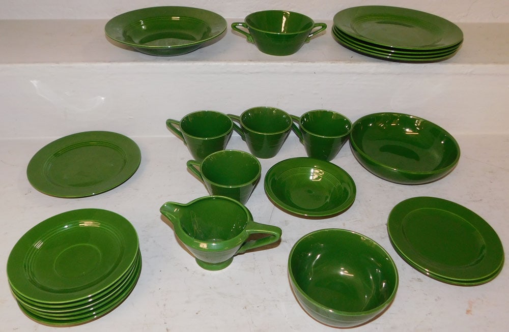 Twenty Three Pieces of Vintage Fiesta Ware: Twenty Three Pieces of Vintage Fiesta Ware. Up to 9" Dia. "ALL DESCRIPTIONS AND ANY CONDITION STATEMENT GIVEN BY LANGSTON AUCTION GALLERY ARE STRICTLY OPINIONS AND LANGSTON'S SHALL HAVE NO