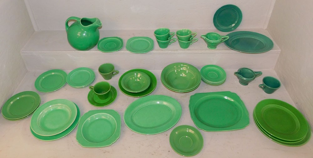 Thirty Eight Pieces of Vintage of Fiesta Ware: Thirty Eight Pieces of Vintage of Fiesta Ware . Up to 11 1/2" Dia. "ALL DESCRIPTIONS AND ANY CONDITION STATEMENT GIVEN BY LANGSTON AUCTION GALLERY ARE STRICTLY OPINIONS AND LANGSTON'S SHALL HAVE NO
